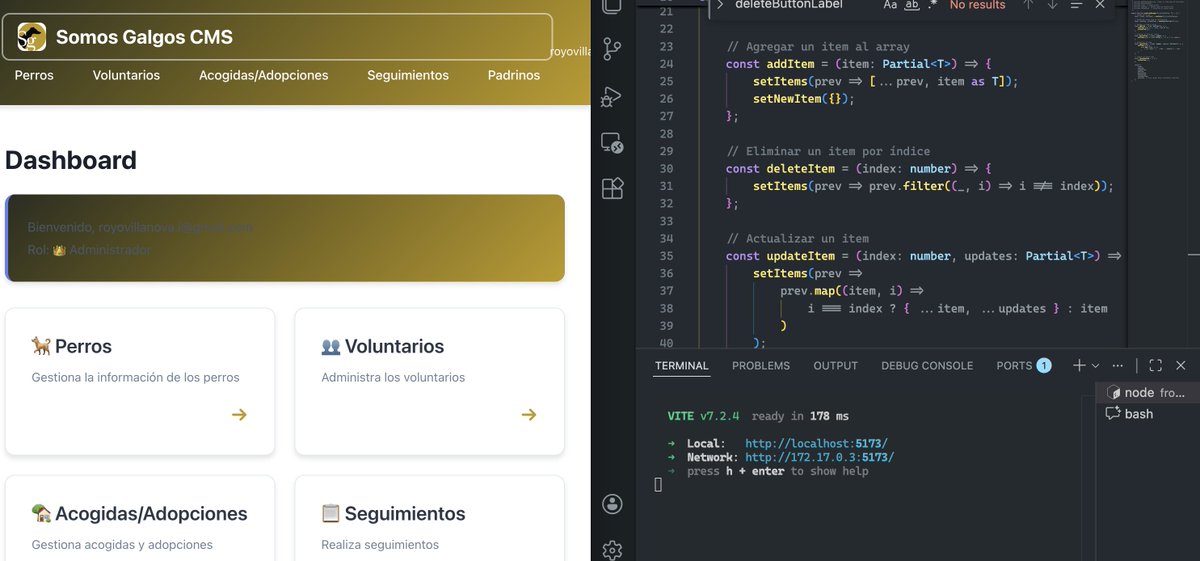 irvb_dev's tweet image. Deep in the trenches building the CMS for @somos_galgos today. 🐕

They’re a non-profit doing incredible work rescuing greyhounds (galgos) in Spain. There’s something different about building for a cause that actually matters—the motivation hits different.
somosgalgos.es
