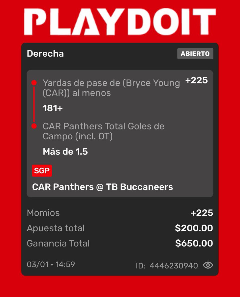 AsdePickss's tweet photo. Lucha por el sur de la Nacional ⚔️
1u —> 3.25u ⏳

#NFL #WeAreTheKrewe #KeepPounding #NFCSouth https://t.co/s4GS51WsdD