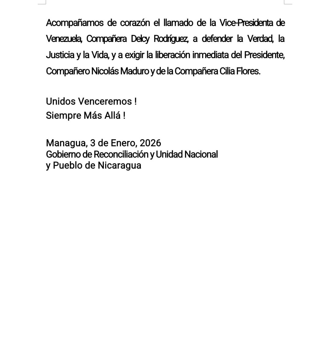 Pronunciamiento del Gobierno de #Nicaragua por la verdad, la paz, la justicia y la vida.