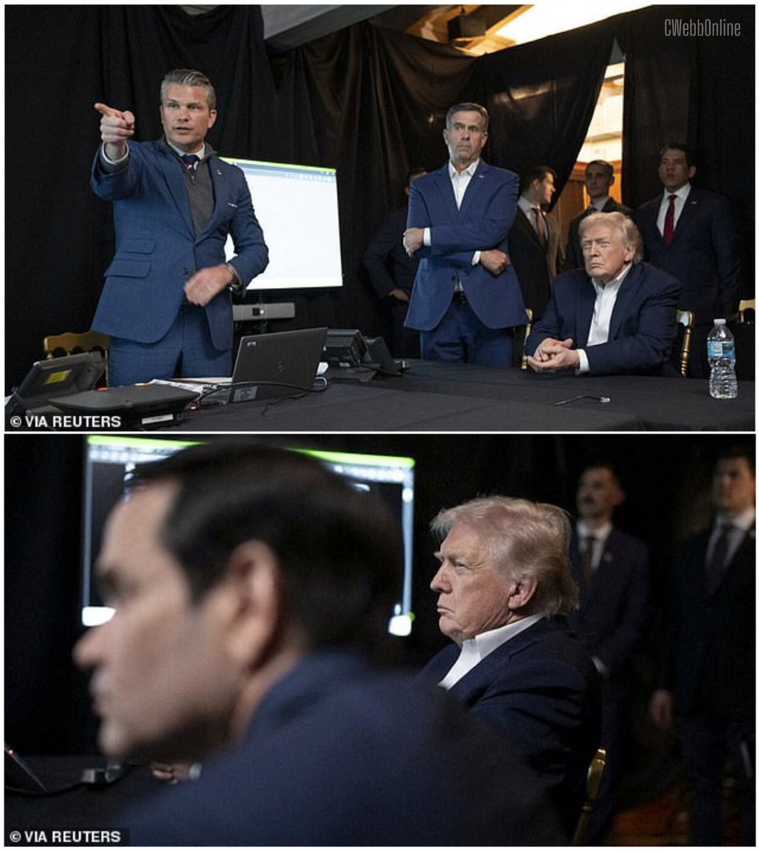 The White House released photos of Trump watching the operation live from a makeshift “war room” at Mar-a-Lago.

Trump went on Fox News this morning and said he watched it like “a television show,” praising the “speed” and “violence” as “an amazing thing.”

Trump enjoying war as