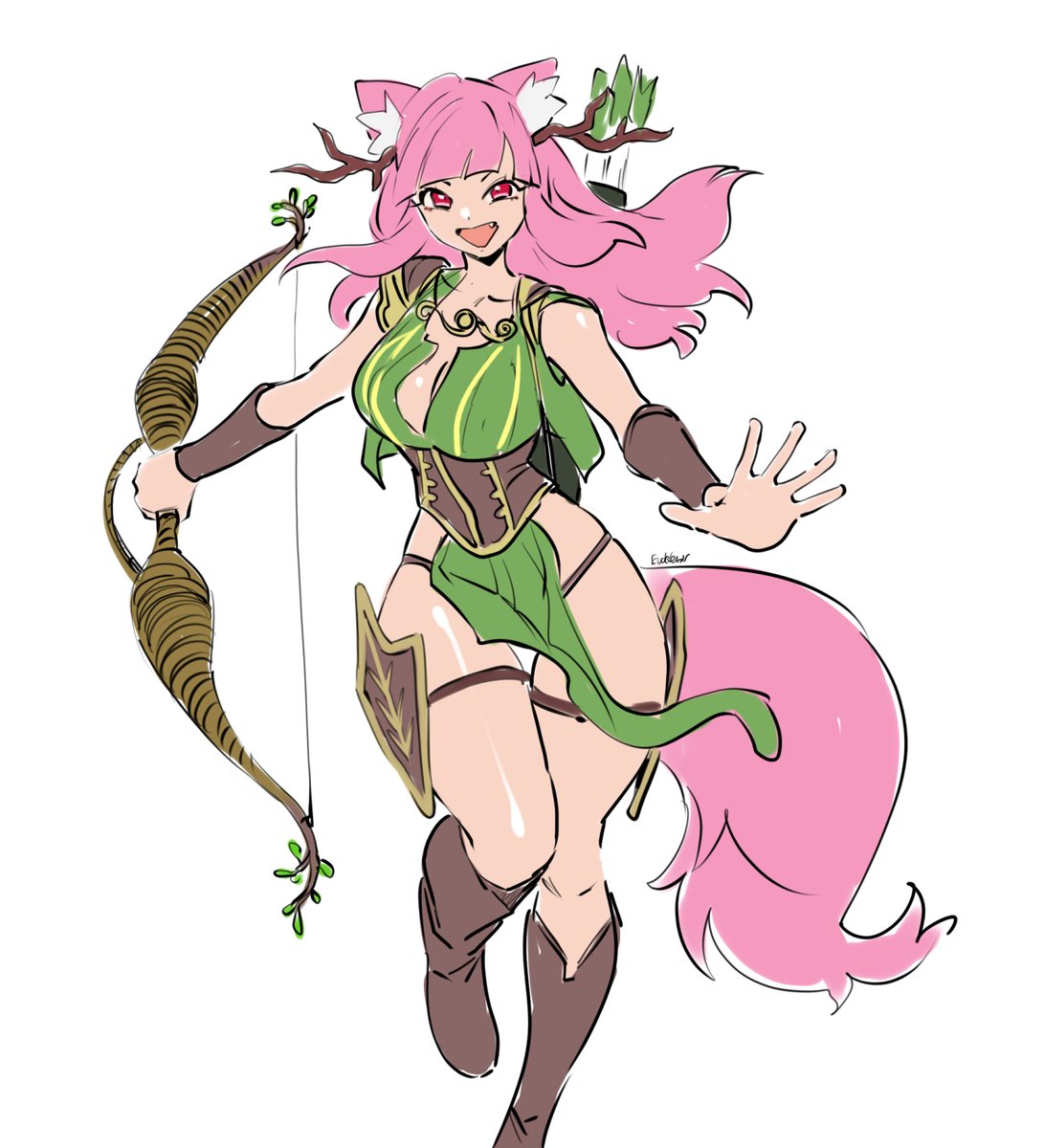 test1_5's tweet image. Making a quick lore break again.
Rose, the forest spirit. Having grown up and tending to Nemora's domain, Rose became an adventurer after having met Ignis. She has an open personality and is maybe a bit to eager to get in kinky scenarios

Art by Eudetenis: picarto.tv/eudetenis