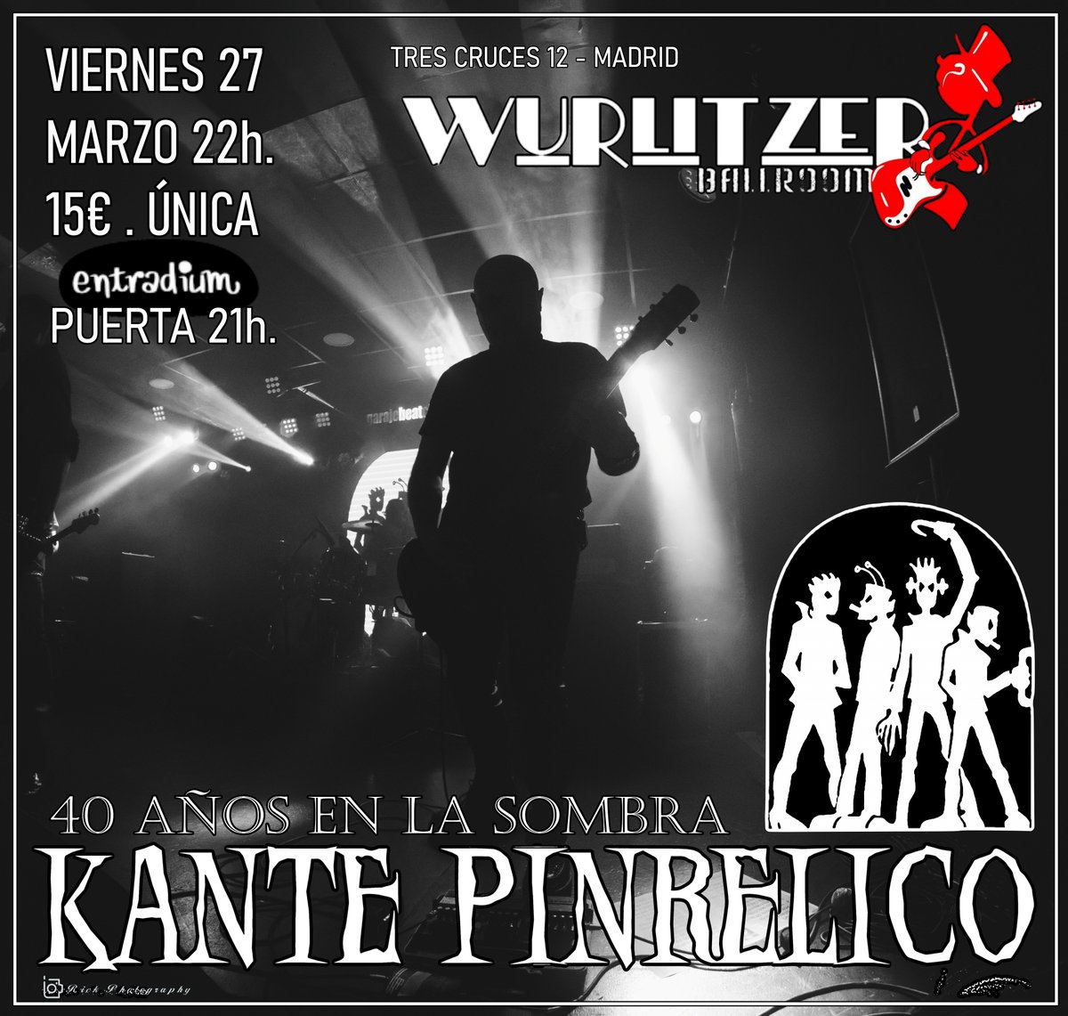 V27Mr en nuestra casa de la capi, allí donde los mitos no existen, las etiquetas caducaron hace siglos y las normas establecidas se desvanecen, ....si ya estuviste en algún concierto Pinrélico en la Wurli, sabrás porqué lo digo, si no has estado nunca, confiésate antes de venir..