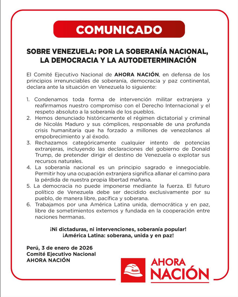 Sobre Venezuela, por la soberanía nacional, la democracia y la autodeterminación. 👇🏽