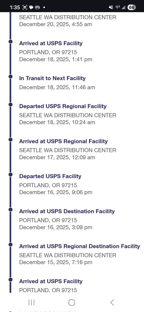 JCrawRE's tweet image. .@USPS .@USPSHelp 
Tf is going on with my package?? I live in PDX and this thing has been going between Seattle and Portland for a month!!