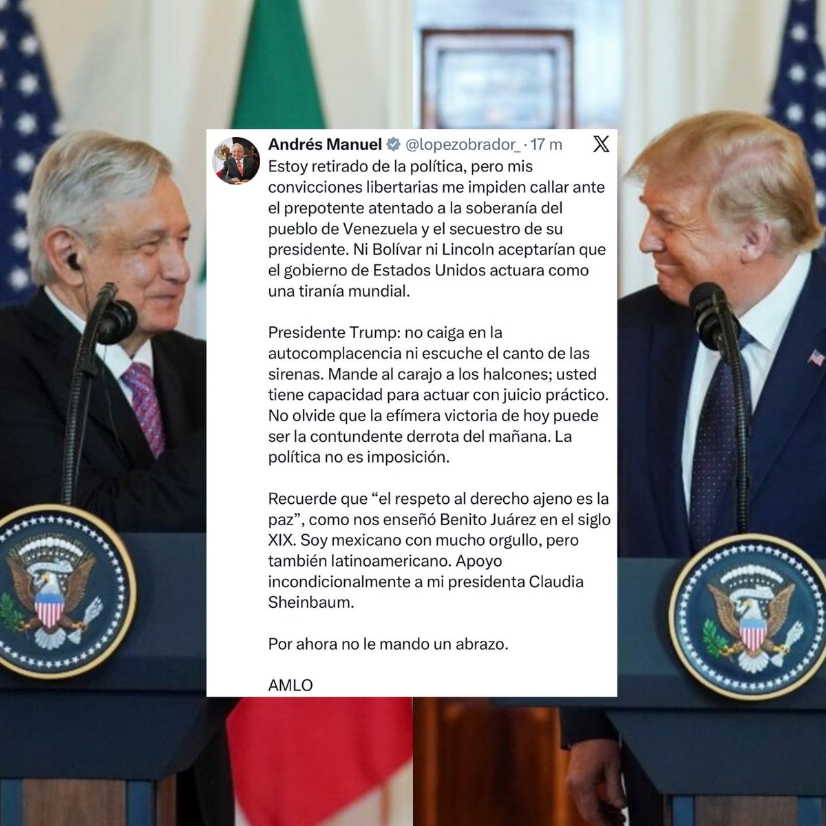 🚨ÚLTIMO MOMENTO: Andrés Manuel López Obrador se pronuncia en contra de la captura de Nicolás Maduro.