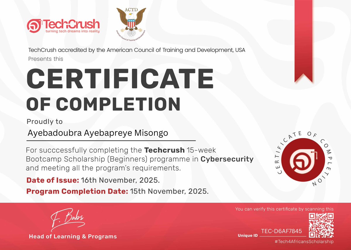DoubraPreye's tweet photo. 2026 is the year I show up consistently.
I’ll share my journey—the wins, the lessons, the grind.
I’ll document it all, connect with the cybersecurity community, learn openly, and add value wherever I can.
I’m telling the world my story as it unfolds. https://t.co/PywmLKiAGU