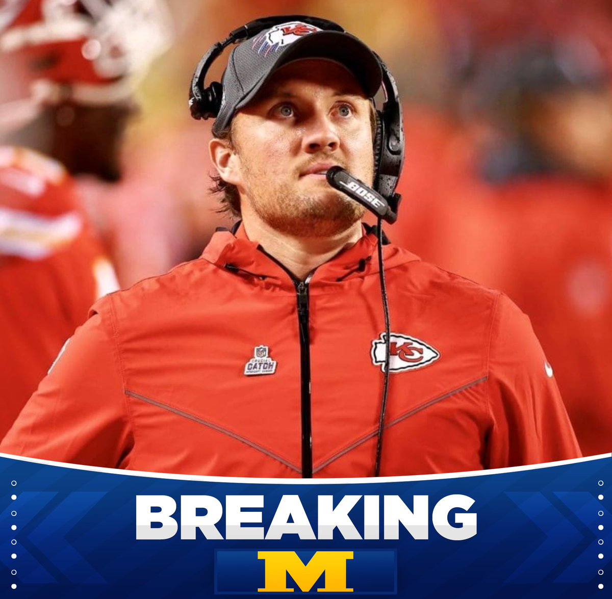 uofmcoverage's tweet photo. BREAKING: Michigan has hired Kansas City Chiefs Assistant DL coach Alex Whittingham as LB coach 

Alex is the son of Kyle Whittingham. He’s been coaching with the Chiefs since 2018 #GoBlue https://t.co/odLx1DdjPF