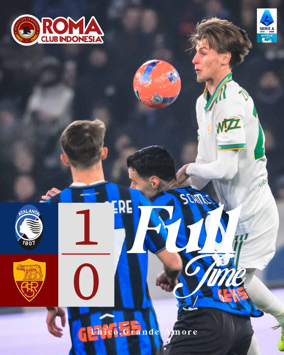 Full-time 
Atalanta 1 - 0 AS Roma 

.
.

#atalantaroma
#romaclubindonesia
#unicograndeamore