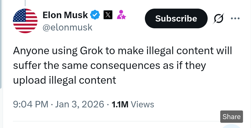elon illegal warning