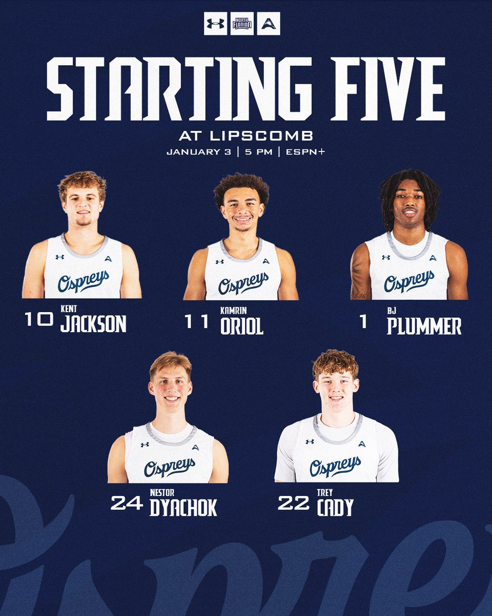 OspreyMBB's tweet photo. Starters at Lipscomb!

Watch: https://t.co/eOppCxgAbu (ESPN+)
Live Stats: https://t.co/yN5Ok5MDjF

#SWOOP https://t.co/mRUMg2EhoY
