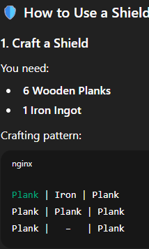 I've been holding it in for way too long and I just cannot do it anymore, i experienced disgusting behavior from this individual and i have to expose it. Mr chatgpt said i need 6 wooden planks to make a shield and then showcased how to create it with 7... this cannot go on