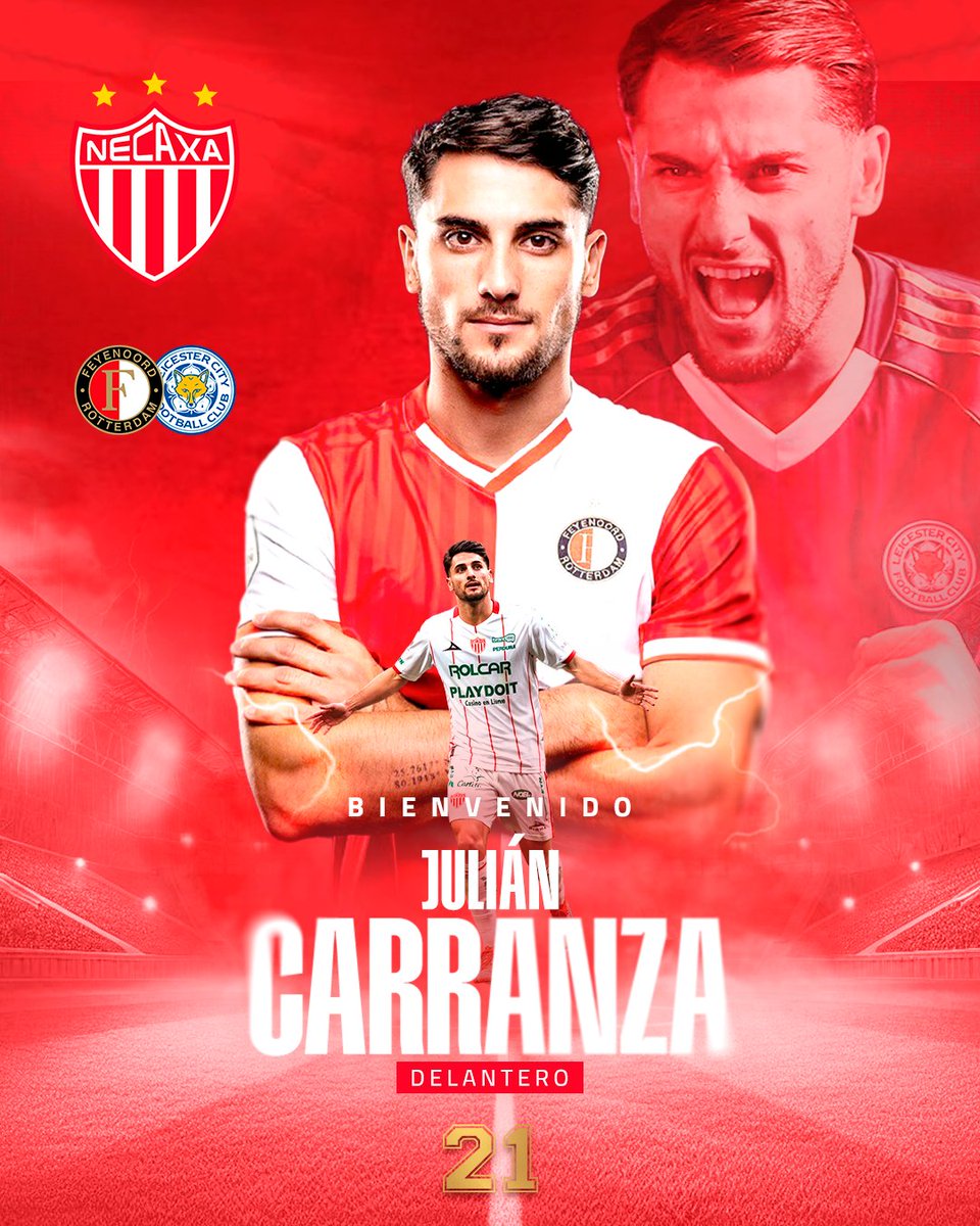 SomosRayosMx's tweet photo. JULIÁN CARRANZA LLEGA A NECAXA

Club Necaxa informa que el delantero argentino Julián Simón Carranza se integra al Equipo de Aquascalientes en transferencia definitiva desde el Feyenoord de los Países Bajos, tras consolidar una trayectoria internacional en el futbol europeo. https://t.co/WMY87P3z1V