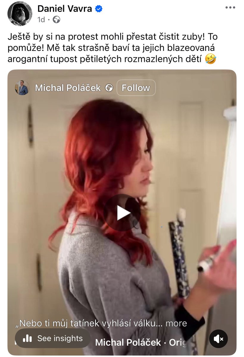 Chrabrý bojovník za svobodu projevu a hrdina nebijící se běhat po lese s maketou bambitky <a href="/DanielVavra/">Daniel Vávra ⚔</a> je také nejvíc zamindrákovaný trpaslík na českých sítích. Mindráky často pocházejí z traumat v dětství. Chudáček malý.