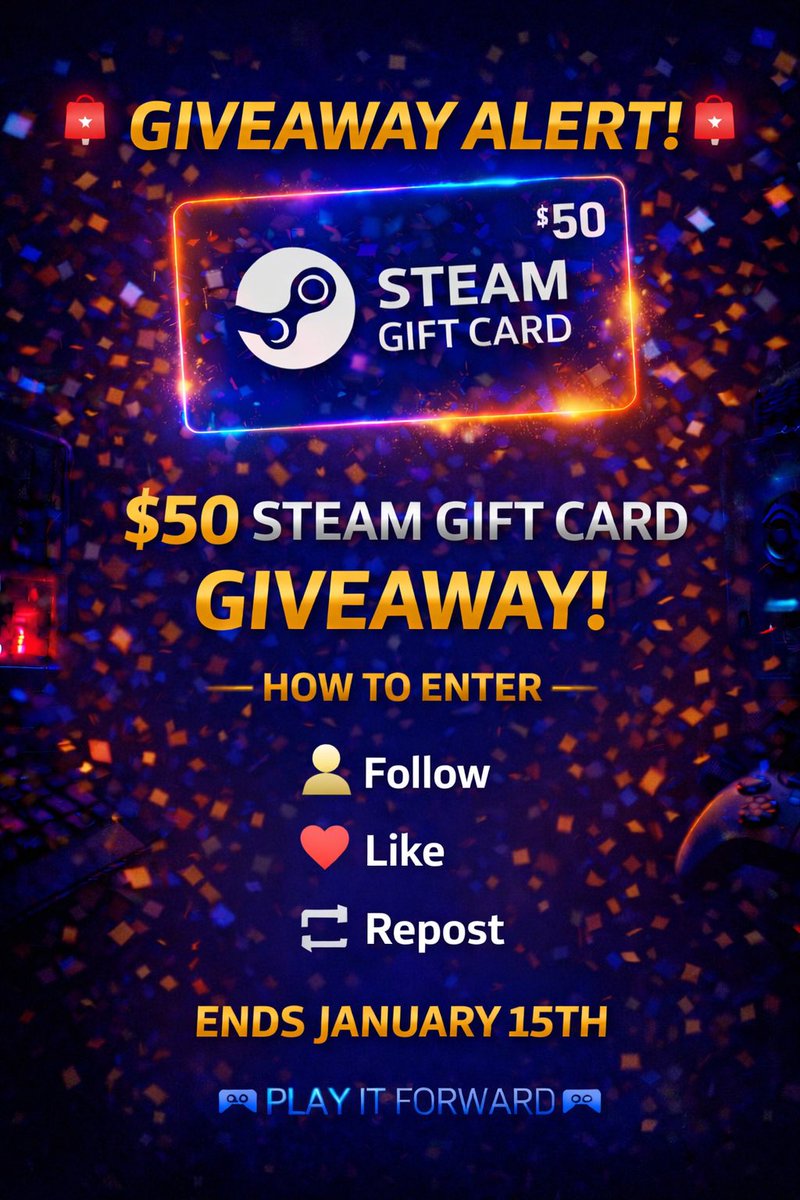 theejankanator's tweet image. 🚨🔥 LEVEL UP GIVEAWAY ALERT 🔥🚨

We’re running it back — but BIGGER.

💳 $50 STEAM GIFT CARD 💳
🏆 1 WINNER (FOR NOW 👀)

⏳ ENDS: JANUARY 15TH

⚠️ HERE’S THE TWIST ⚠️
If we hit 7,000 FOLLOWERS before this giveaway ends…

💥 I’M ADDING A 2ND $50 STEAM GIFT CARD WINNER 💥
You…