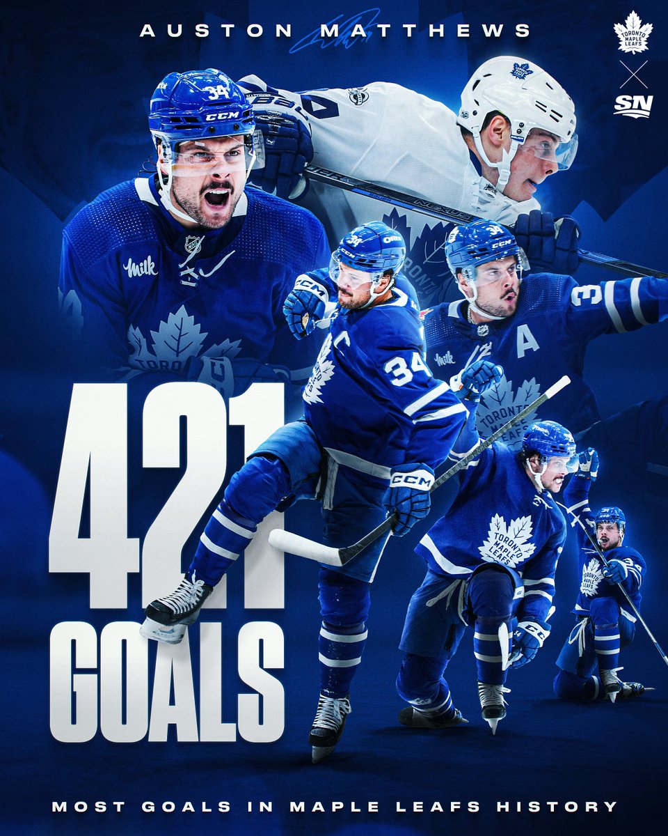 Sportsnet's tweet image. HISTORY MADE 🍁

AUSTON MATTHEWS BREAKS MATS SUNDIN'S FRANCHISE GOALS RECORD 🚨