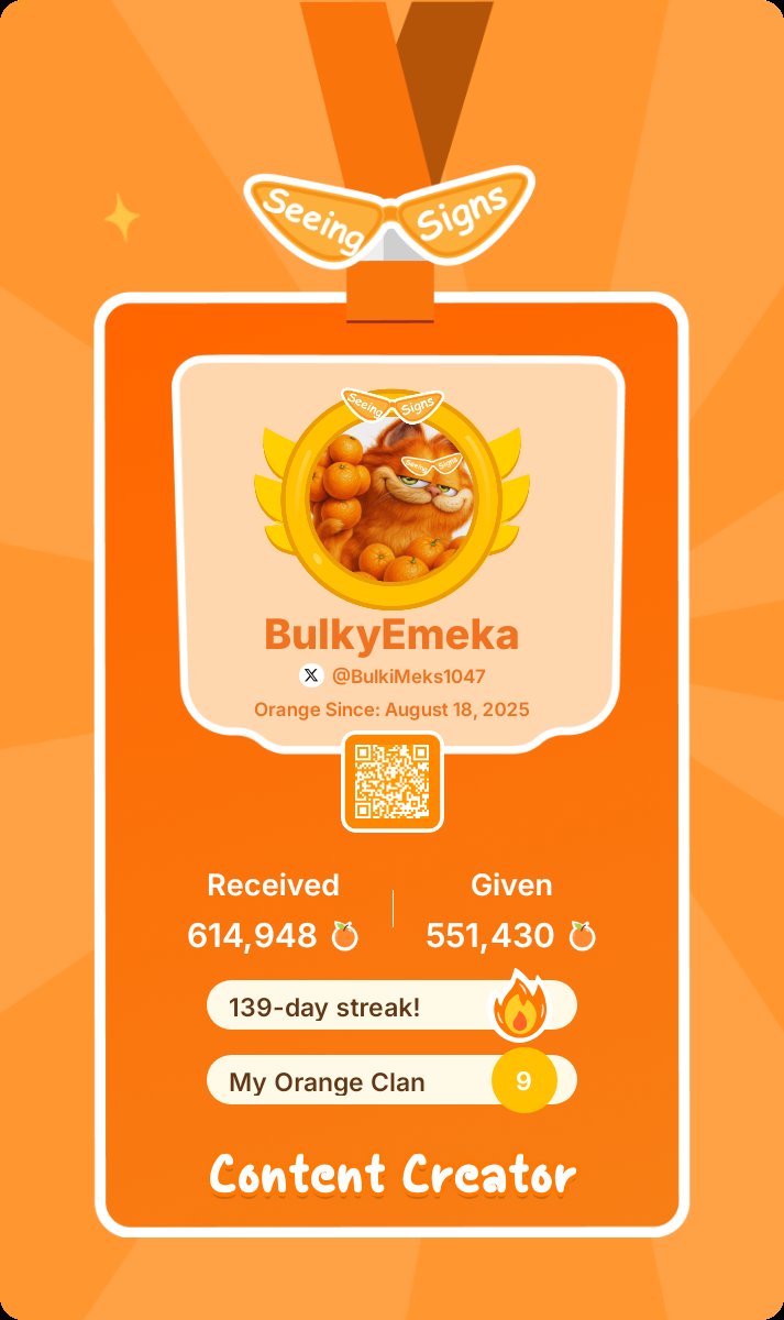 100% ORANGE BLOOD certified 🍊👑
Waiting for you in the Orange Dynasty App — come claim your glory!
orange.sign.global/app?invite-cod…