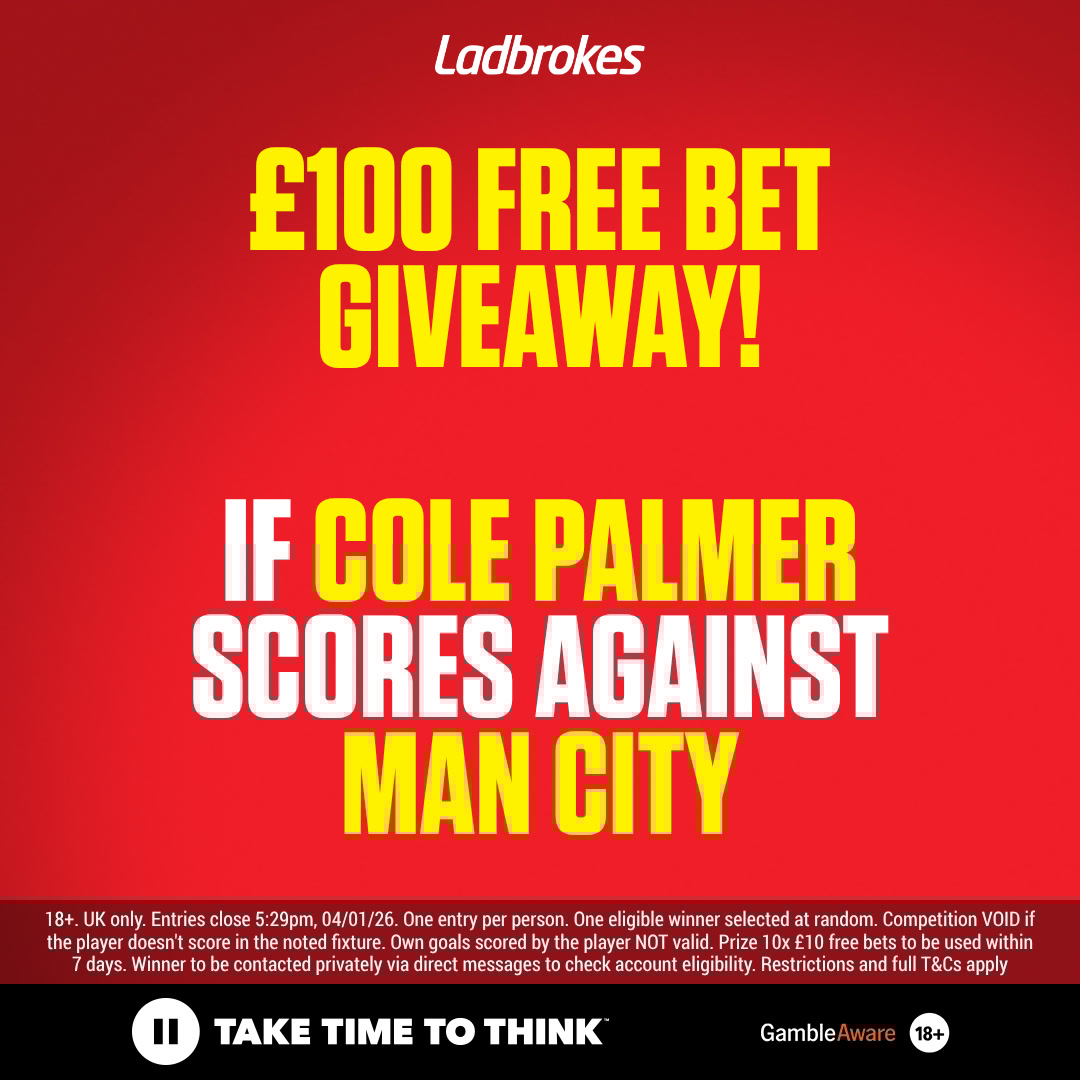 Ladbrokes's tweet image. Super Sunday free bet! 🤑

If Cole Palmer scores against Man City, one of you will win £100 in free bets! 🤩

1️⃣ Reply to this post with Palmer’s shirt number for Chelsea
2️⃣ Retweet and like this post
3️⃣ Follow @Ladbrokes 

One eligible entrant will be selected at random and win…