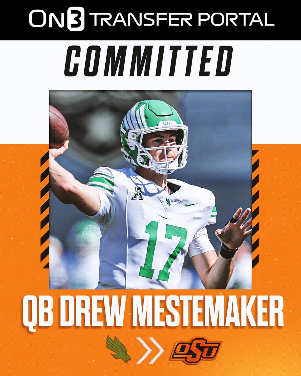 TransferPortal's tweet image. NEW: North Texas transfer QB Drew Mestemaker has committed to Oklahoma State, @Hayesfawcett3 reports.

on3.com/college/oklaho…