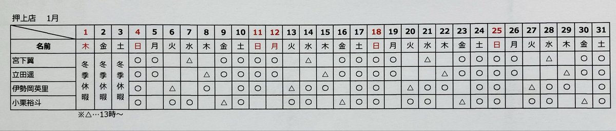 kf_oshiage0418's tweet photo. 皆様❗️
あけましておめでとうございます🙇‍♂️
新年の整え初めは4日からとなります。今年も皆様の未来の健康をサポートさせて頂きます‼️
🍊🎍1月スタッフ出勤状況です🎍🪅
☺️こちらからご予約頂けます😊
🟧公式ホームページ🟧
https://t.co/AfYc3KwUUJ https://t.co/wHzbHYQYRN