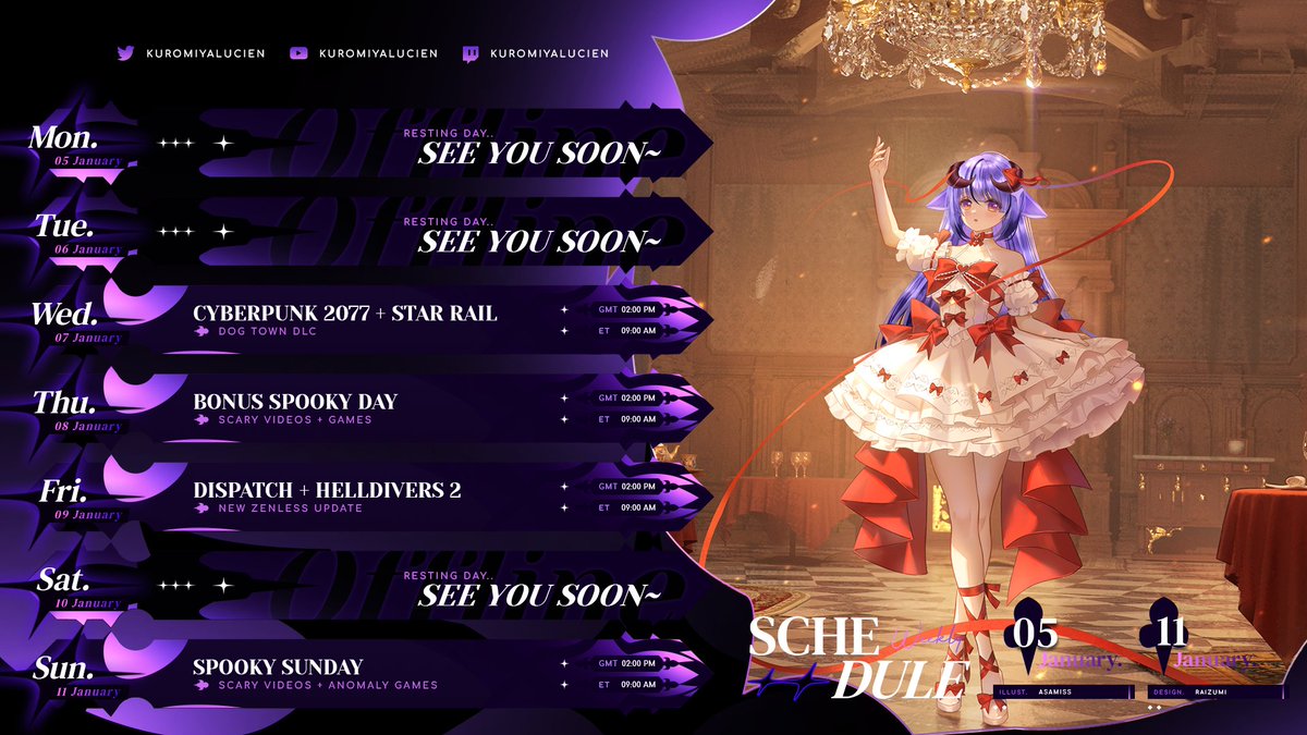 New Year, New Sheep!
New Year, New Sheep!!
New Year, New Sheep!!!

January 6th - January 11th ✧ Times in GMT | ET

✧ Spooky Sunday
✦ Finishing Dispatch
✧ Cyberpunk 2077
✦ All new anomaly games