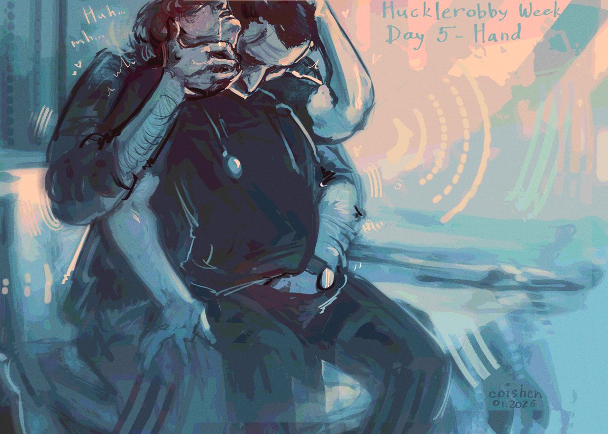 coishenUwU's tweet image. Here is a quick drawing for day 5!!
#HucklerobbyWeek #Hucklerobby 

Really like the hands theme. I think Dennis too 🤭.

I'm planning to draw something on other days, I really like prompts.