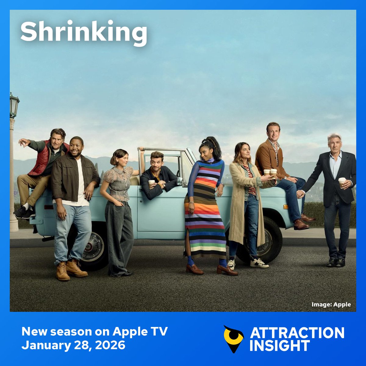 AttractInsight's tweet image. Shrink happens! The new season of Shrinking premieres on Apple TV January 28.