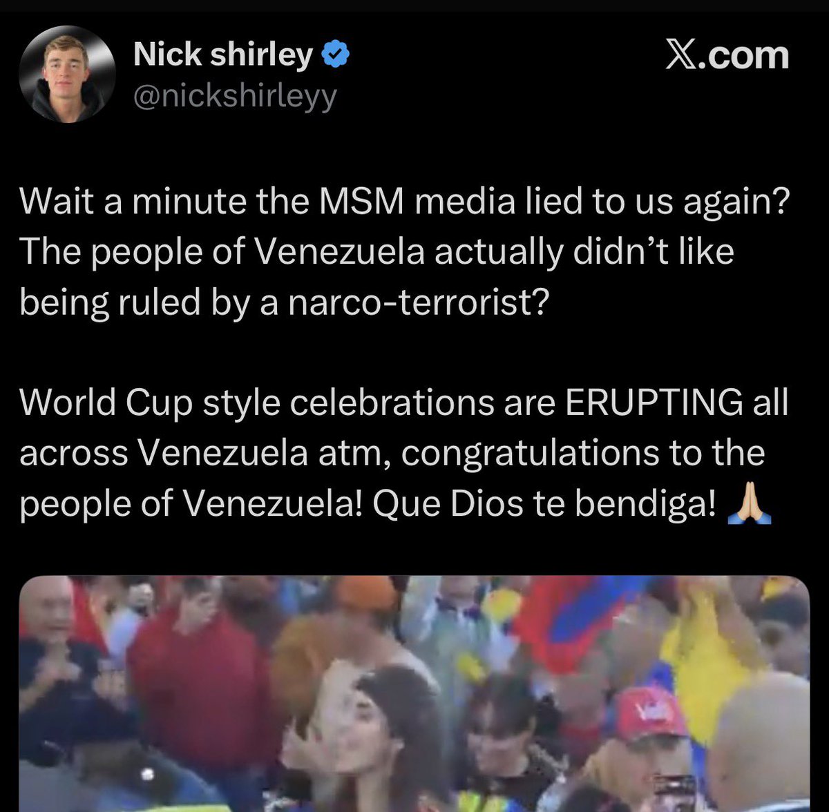 AdameMedia's tweet image. Nick Shirley and Alex Jones post FAKE propaganda videos of Venezuela. 

Alex’s video is 18 months old. 

Nick’s video happened in Miami.

They both got the call. They are the new operation mockingbird.