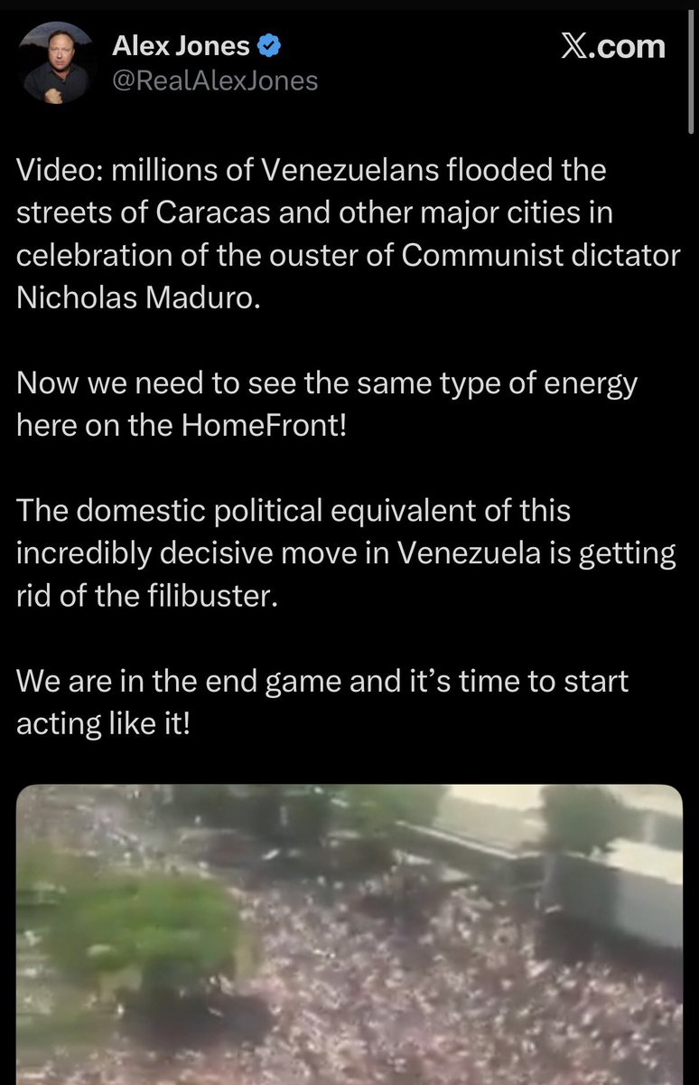 AdameMedia's tweet image. Nick Shirley and Alex Jones post FAKE propaganda videos of Venezuela. 

Alex’s video is 18 months old. 

Nick’s video happened in Miami.

They both got the call. They are the new operation mockingbird.