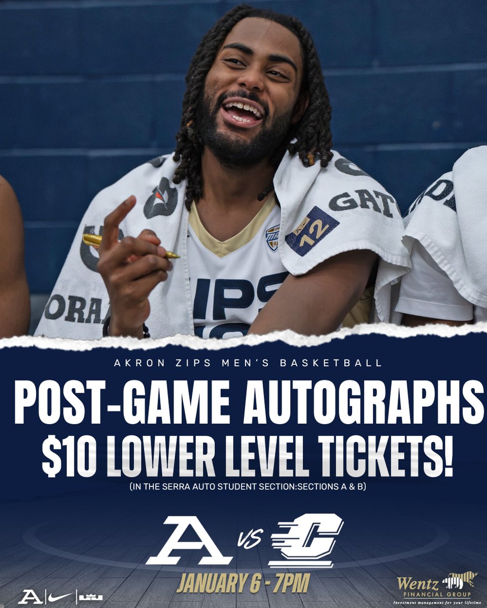 AkronZips's tweet image. Join us Tuesday for your next chance to meet @ZipsMBB for post-game autographs 📝 We'll see you at the JAR! 🏀 

🗓️: @ZipsMBB vs. CMU - Jan. 6th 
🎟️: tinyurl.com/58mcx5hb

#GoZips🦘 | #MakeTheClimb