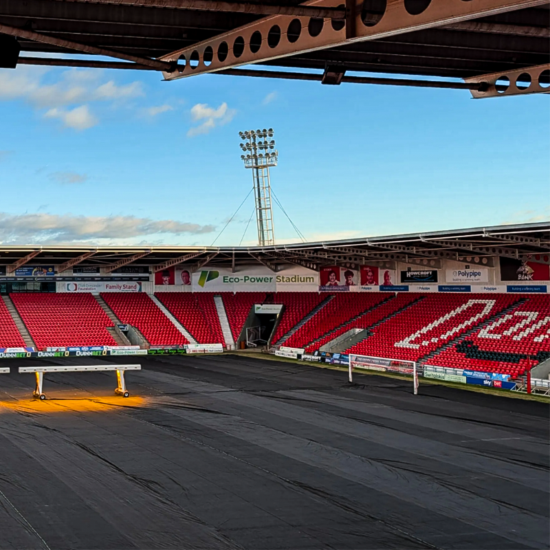 LutonTown's tweet photo. Today's match at Doncaster has been postponed due to a frozen pitch.