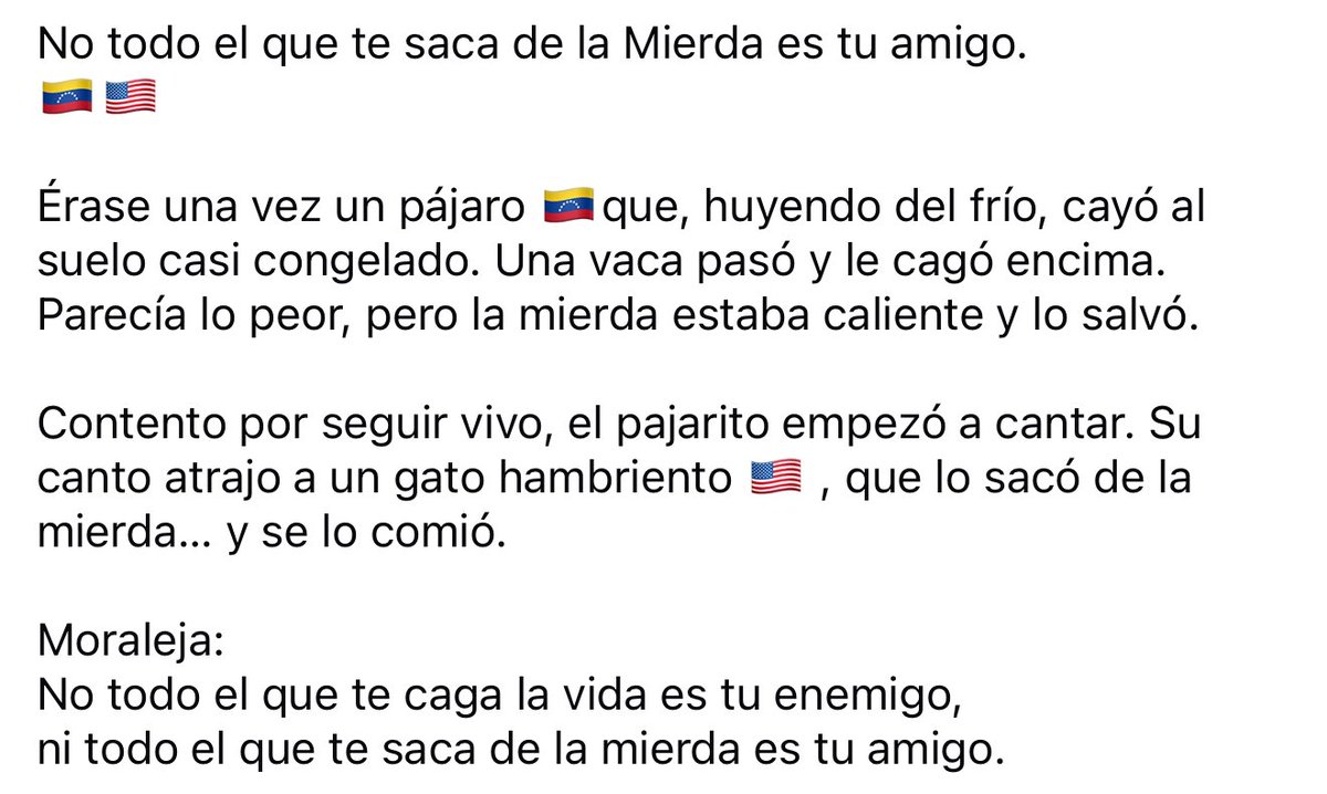 Aplica justo en estos momentos.

EUA - Venezuela