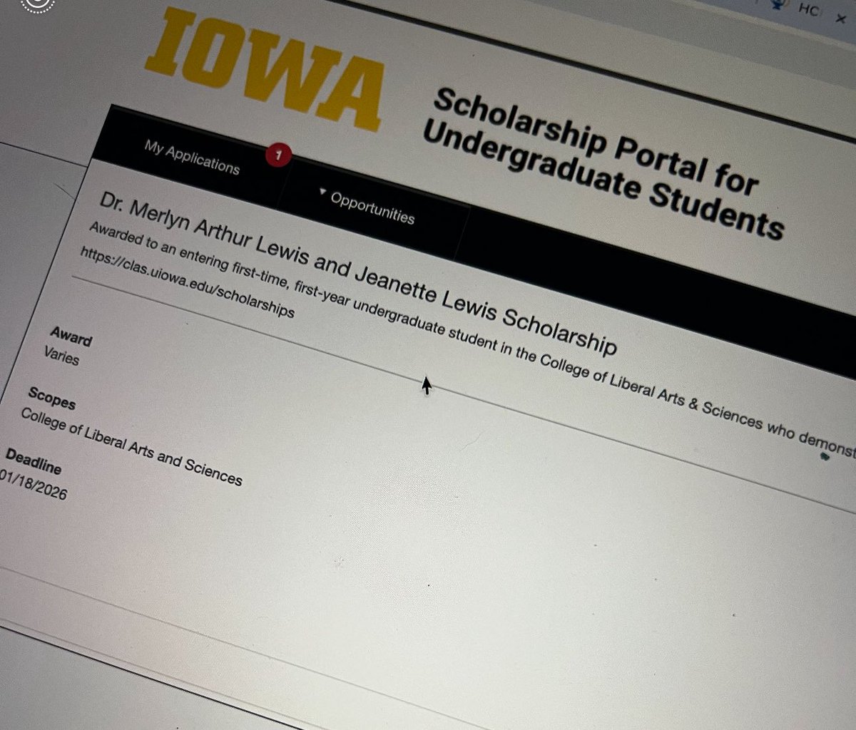 My son is applying for scholarships at the <a href="/TheIowaHawkeyes/">The Iowa Hawkeyes</a> this evening. 

I was today years old when I found out his Great Grandfather and Great Grandmother have a scholarship named after them. 

Jackson will be the fourth consecutive generation of Lewis’ to attend the U of