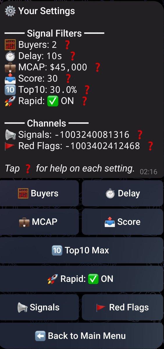 Total Control Over Your Solana Alpha! 

​We’ve just upgraded the ArsonBot Settings to give you more precision than ever. 
Managing your smart money filters is now easier and more powerful:

​Custom Channels: Route your high-confidence signals to one channel and "Red Flags" to