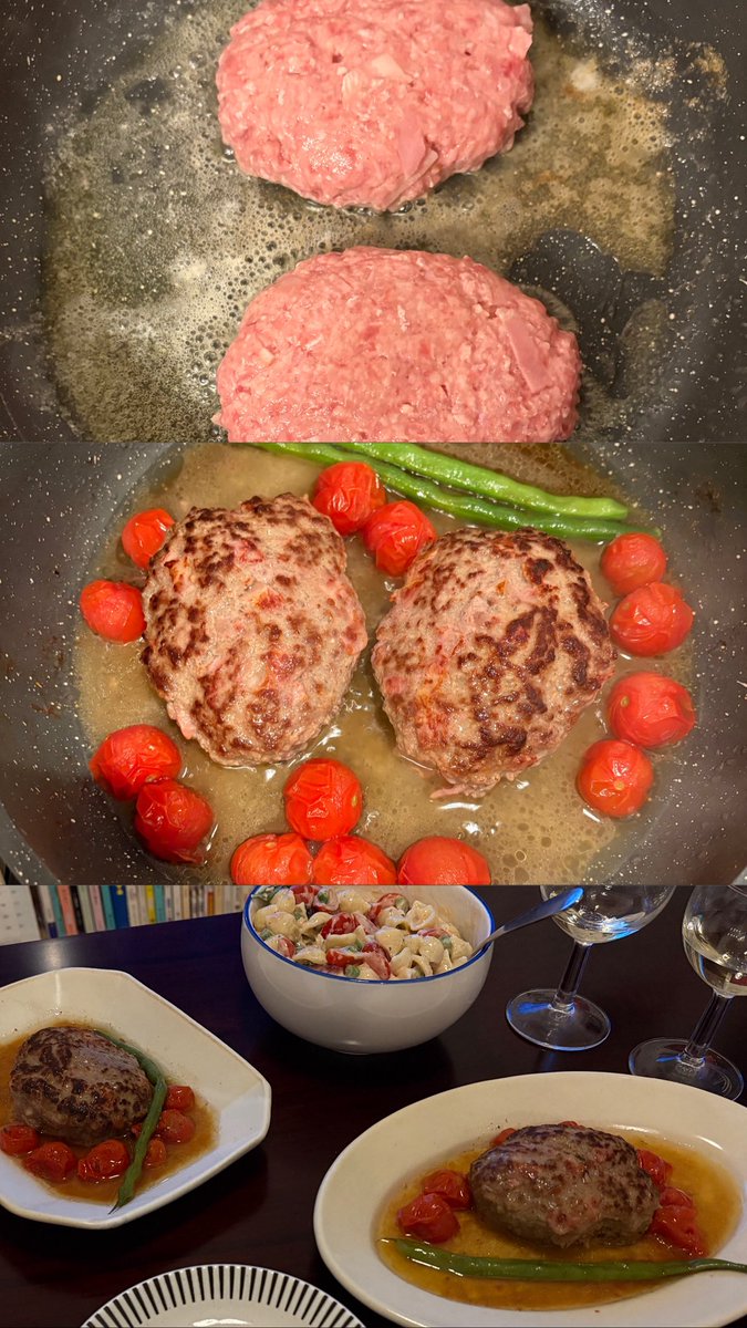 コンキリエサラダと酒蒸しハンバーグで長谷川あかり先生ご飯！