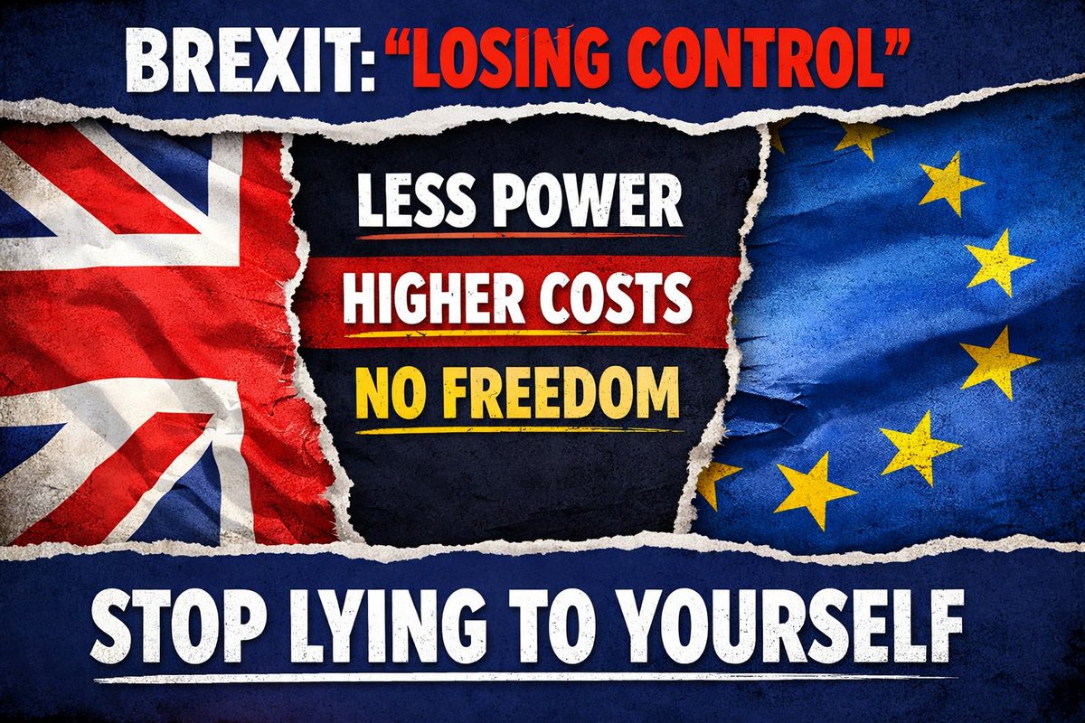 MarchForRejoin's tweet image. The UK didn’t “take back control”.

It gave up influence, paid more to trade, and lost freedom — then pretended that was patriotic.

Rejoining the EU isn’t weakness.

Denying the damage is.