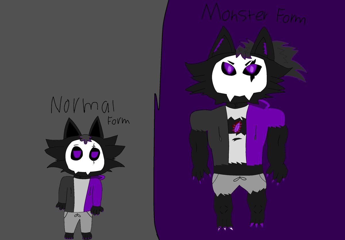 Wanted to make a monster form of my fursona :3