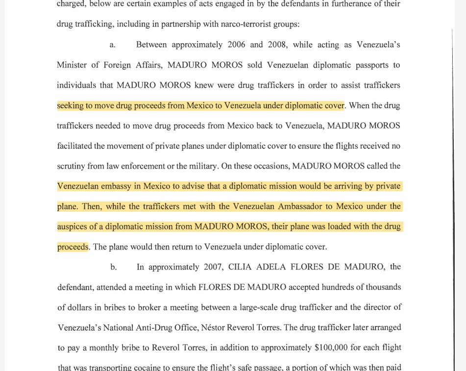 CMATIENZO's tweet image. En la nueva acusación de la Corte del Distrito Sur de Nueva York contra Maduro por narcoterrorismo, se menciona a México 19 veces. Se le acusa de colaborar con el Cártel de Sinaloa y Los Zetas, así como de mover droga y dinero entre México y Vzla.

justice.gov/opa/media/1422…