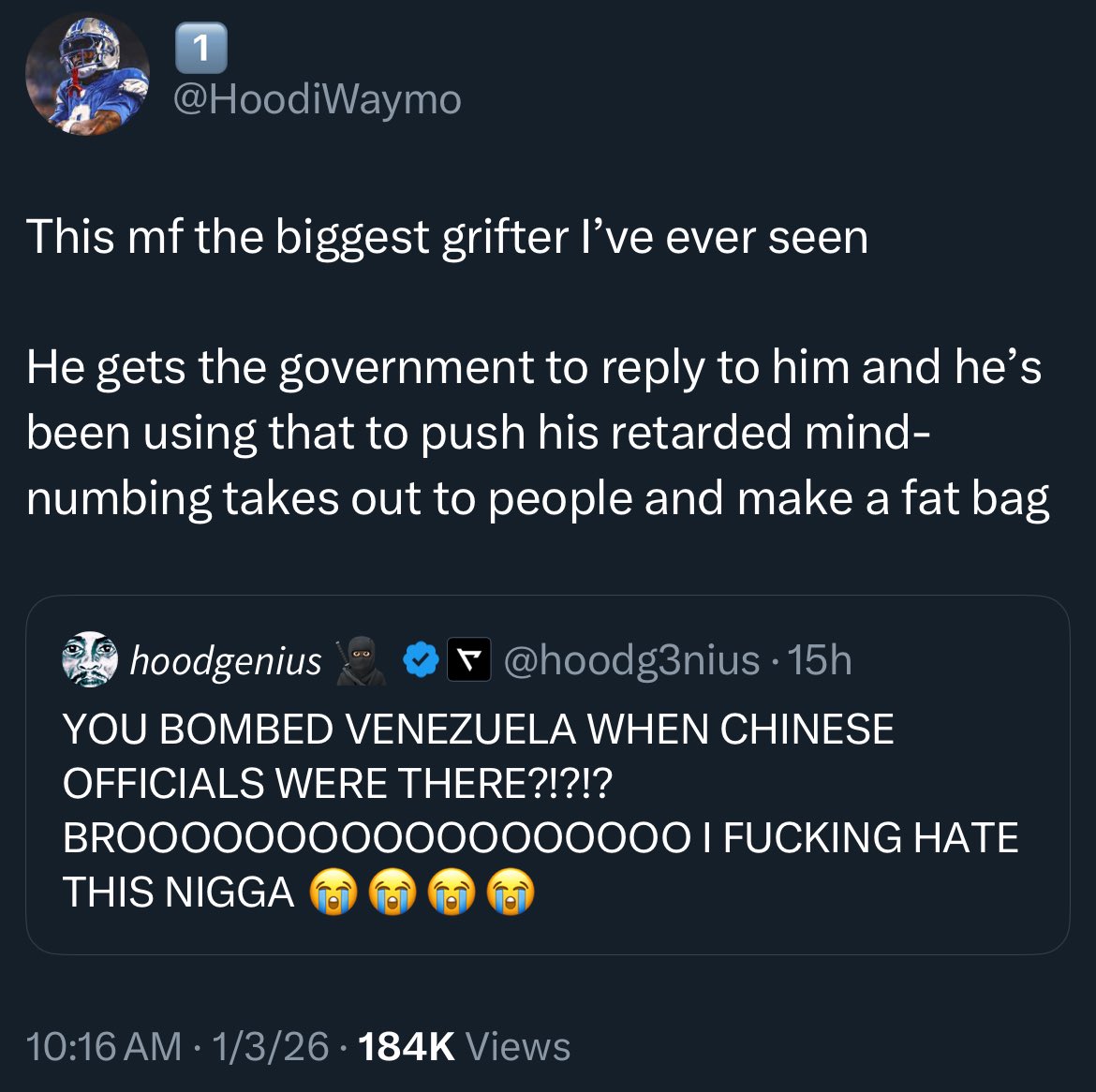 hoodg3nius's tweet image. nigga…