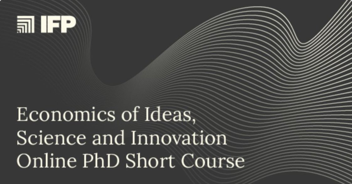 m_clem's tweet image. This online, PhD-level course in the economics of innovation is a huge opportunity. 

Taught by some of the world's top scholars on this: 
@heidilwilliams_ @ChadJonesEcon @pierre_azoulay +many others! (Also: me.) Co-sponsored by @IFP 

It's free. Applications due January 9th! 🧵