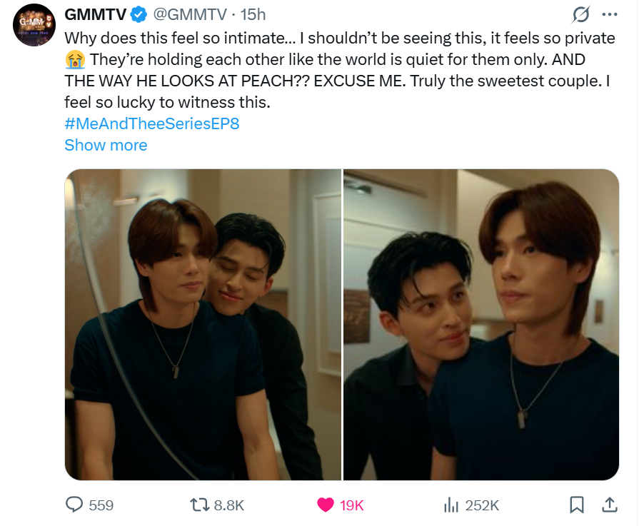 whosshii's tweet image. love the way @GMMTV hired a ppw fujoshi to promote the series. but whoever you are pls come out lets be moots, you're way too real for posting all this on main account.😭😭

#MeAndTheeSeriesEP8