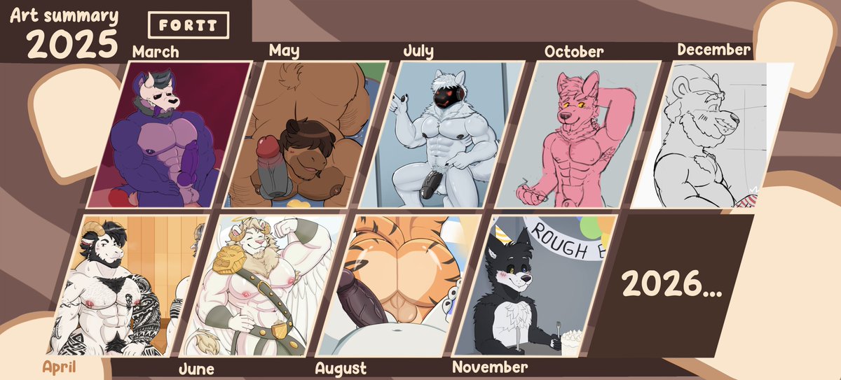 Fortt_bread's tweet image. Art summary 2025 ^^

Yes, I started drawing again in March.
They were mostly commissions, but I'm happy to see the improvement process that took place over the months, My goal for 2026 is to do more completed drawings and fewer WIPs/Sketches🍞💙

#2026 #Artsummary #Furry #Comm