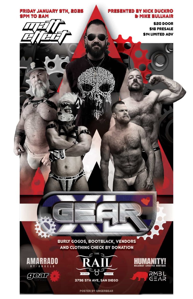 DADDY shaking his fucking fat nuts up on the box for all the San Diego boys. GEARXL is Friday night at The Rail in San Diego - come hang out and get a whiff of DADDYS fat ripe nuts.