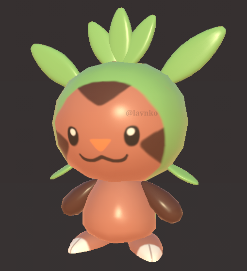 lavnko's tweet image. modelling a pokemon everyday - day 61 chespin