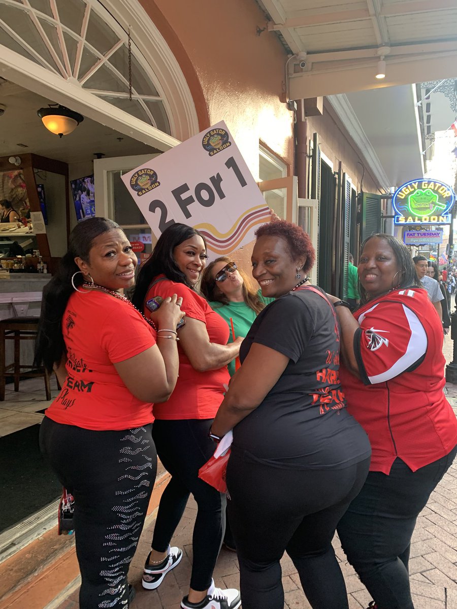 Atlanta Falcons fans  takeover New Orleans! #RiseUp #DirtyBirds #BourbonStreet #TheBigEasy #PoneyExpressTours
