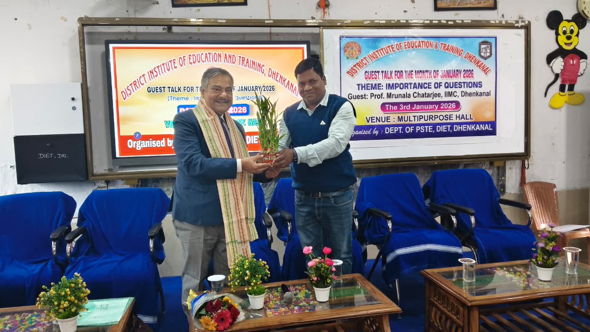 DIETDHENKANAL's tweet photo. Guest Talk : "Importance of Questions" by Prof. Mrunal Chatterjee (Principal, IIMC Dhenkanal) on Jan 3, 2026. Organized by: PSTE Dept, DIET Dhenkanal. #LearningThroughQuestions #DIETDhenkanal #EducationMatters https://t.co/qMCSbJSR4d