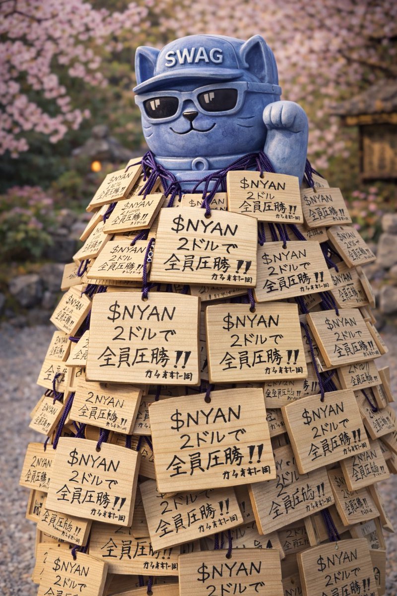 NYAN 2ドルで全員圧勝！！』 という絵馬が、全国各地の神社に祀られて
