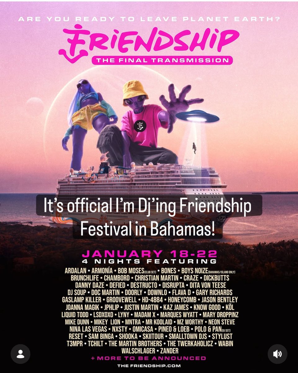 Excited to announce I will be a featured DJ <a href="/Friendship/">FRIENDSHIP ⚓️</a> Festival!