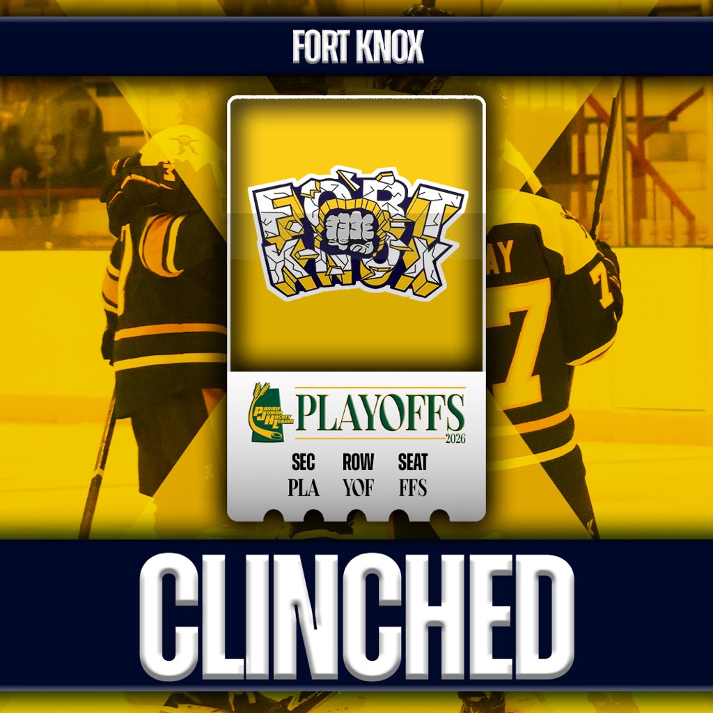 READY TO RUN IT BACK 👊

The Fort #Knox have punched their ticket to the #PJHLPlayoffs!

#PJHL | #Saskatchewan | #Playoffs
