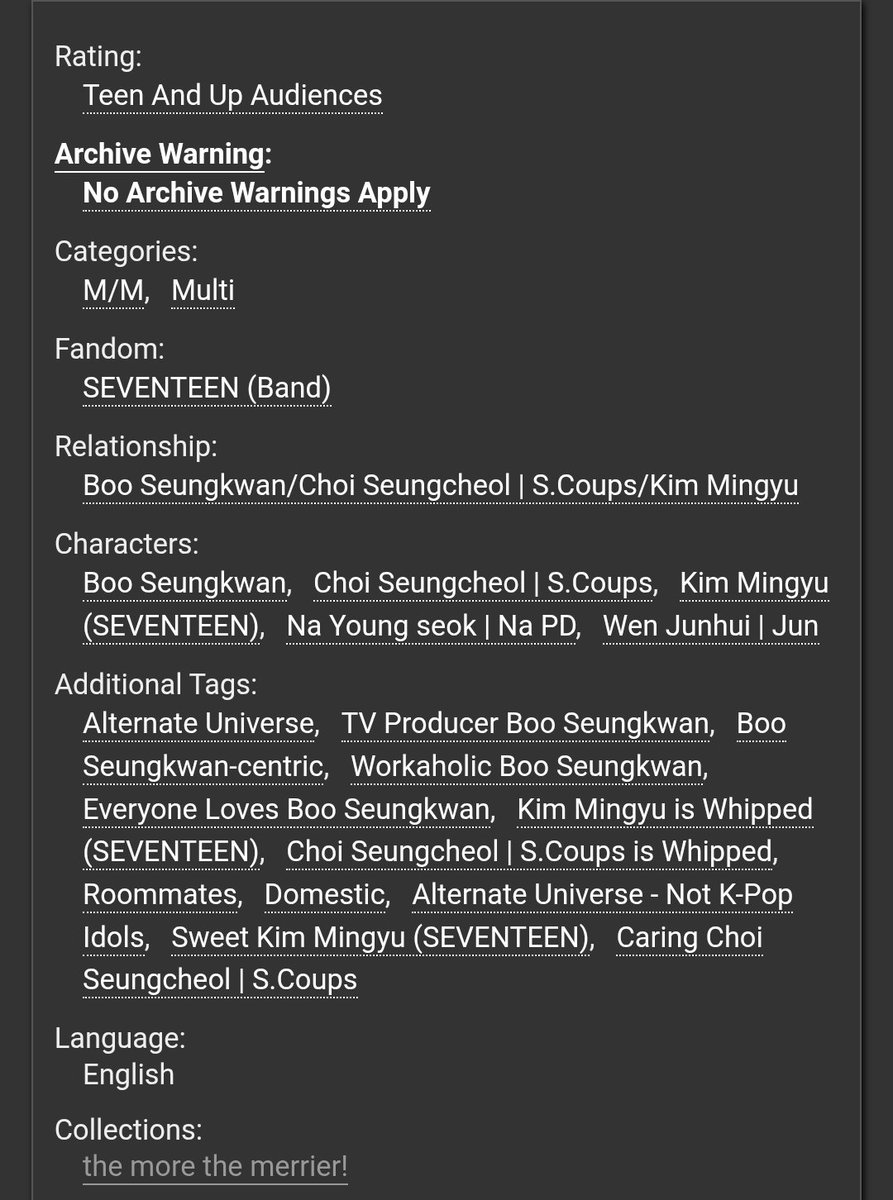 fairy_light5's tweet image. I'm grateful to you (who greets me whenever I open the door)
☆ boogyucheol 🍊🐶🍒
☆ rated T, 10k, ongoing
☆ nonfamous au, roommates
☆ written for @svtpolyfest 

🍊🐶🍒 archiveofourown.org/works/75788141