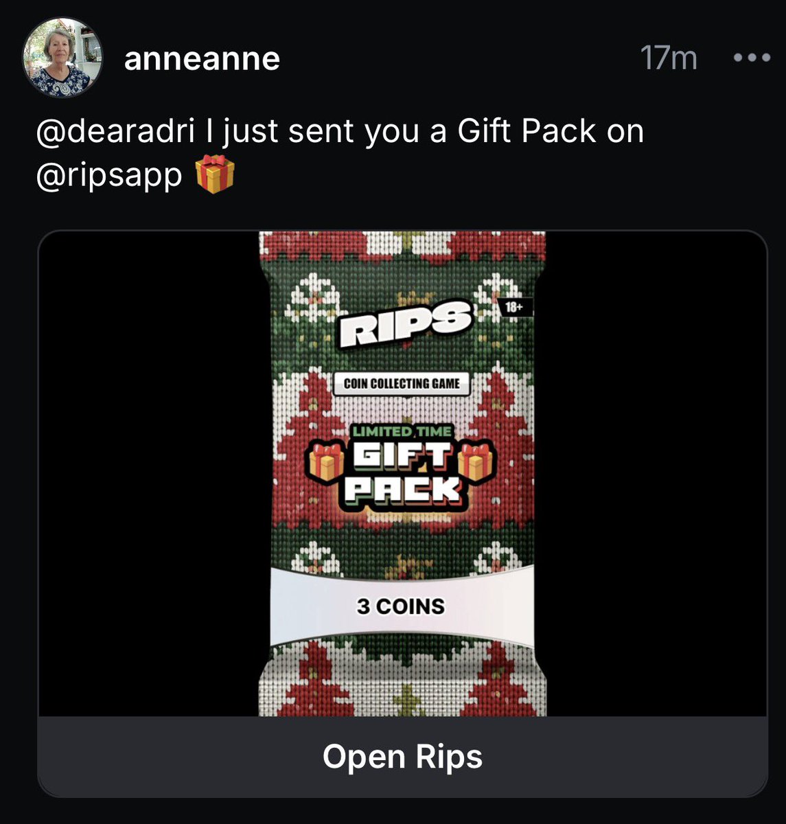 Grandma’s holiday gifting is now onchain with <a href="/ripsapp/">Rips</a>